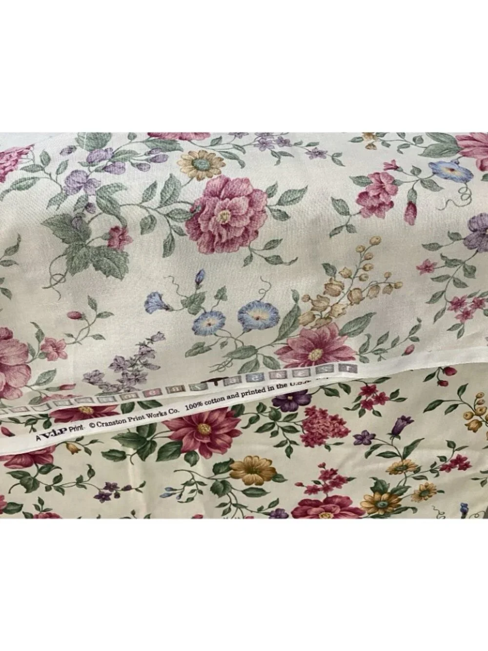 Cranston USA Made 100% Cotton Floral Fabric 4 Yards X 44”